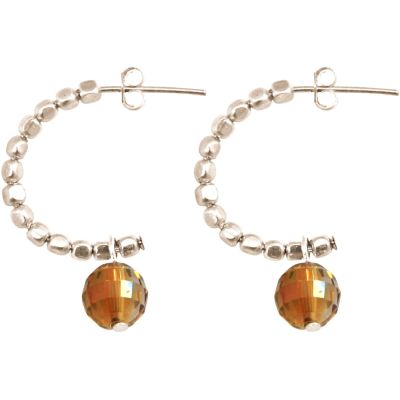 Gemshine - Damen - Ohrringe - 925 Silber - Loop - Gold Orange - 3 cm | 11531389drops/gem