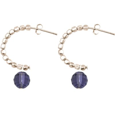 Gemshine - Damen - Ohrringe - 925 Silber - Loop - Violett Blau - 3 cm | 11531392drops/gem