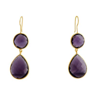 Gemshine - Damen - Ohrringe - 925 Silber - Vergoldet - Amethyst - Violett - CANDY - Tropfen - 6 cm | 11612791drops/gem