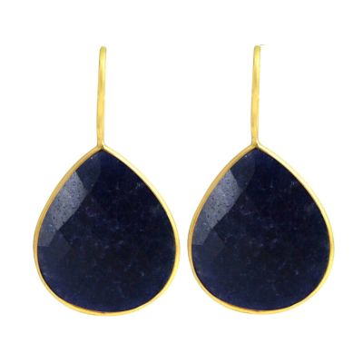 Gemshine - Damen - Ohrringe - 925 Silber - Vergoldet - Onyx - Blau - CANDY - Tropfen - 3,5 cm | 11612796drops/gem