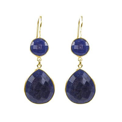 Gemshine - Damen - Ohrringe - 925 Silber - Vergoldet - Saphir - Midnight Blau - CANDY - Tropfen - 6 cm | 11612804drops/gem