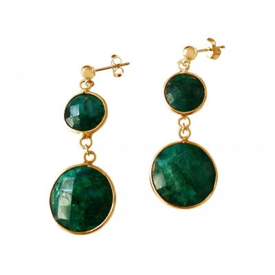 Gemshine - Damen - Ohrringe - 925 Silber - Vergoldet - Smaragd - Grün - Facettiert - 4 cm | 11612810drops/gem