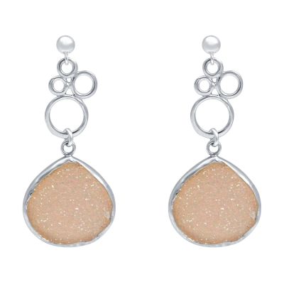 Gemshine - Damen - Ohrringe - BUBBLES - 925 Silber ?- DRUZY - Rose Quarz - 4,5 cm | 11530855drops/gem