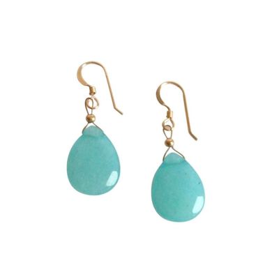 Gemshine - Damen - Ohrringe - Jade - Blau - Vergoldet - 2,5 cm | 11612823drops/gem