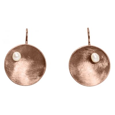 Gemshine - Damen - Ohrringe - Ohrhänger - 925 Silber - Rose Vergoldet - Schale - Geometrisch - Design - Perle  | 11531777drops/gem