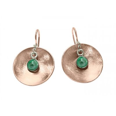 Gemshine - Damen - Ohrringe - Ohrhänger - 925 Silber - Rose Vergoldet - Schale - Geometrisch - Design - Smarag | 11531801drops/gem