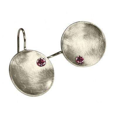 Gemshine - Damen - Ohrringe - Ohrhänger - 925 Silber - Schale - Geometrisch - Design - Granat - Rot - 3 cm | 11531739drops/gem