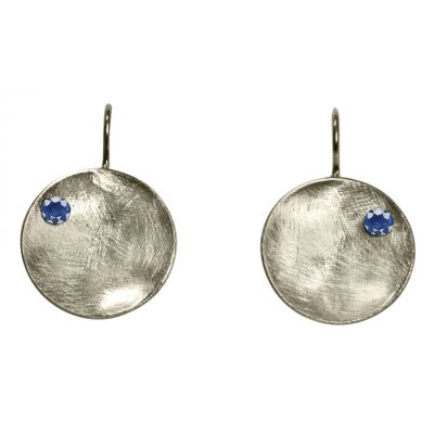 Gemshine - Damen - Ohrringe - Ohrhänger - 925 Silber - Schale - Geometrisch - Design - Iolith - Blau - 3 cm | 11531738drops/gem