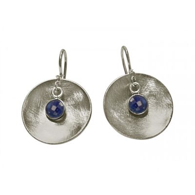 Gemshine - Damen - Ohrringe - Ohrhänger - 925 Silber - Schale - Geometrisch - Design - Saphir - Blau - 3 cm | 11531751drops/gem