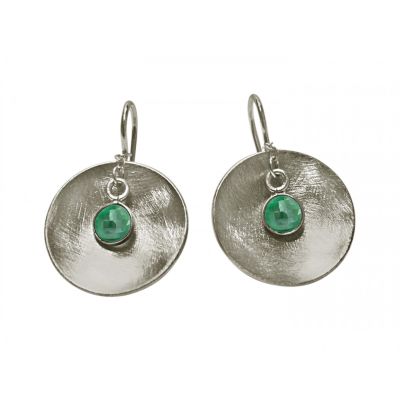 Gemshine - Damen - Ohrringe - Ohrhänger - 925 Silber - Schale - Geometrisch - Design - Smaragd - Grün - 3 cm | 11531749drops/gem