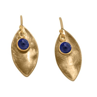 Gemshine - Damen - Ohrringe - Ohrhänger - 925 Silber - Vergoldet - Marquise - Minimalistisch - Design - Saphir | 11531785drops/gem