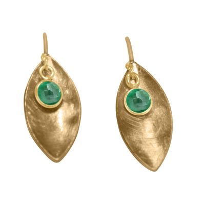 Gemshine - Damen - Ohrringe - Ohrhänger - 925 Silber - Vergoldet - Marquise - Minimalistisch - Design - Smarag | 11531783drops/gem