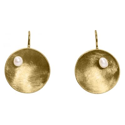 Gemshine - Damen - Ohrringe - Ohrhänger - 925 Silber - Vergoldet - Schale - Geometrisch - Design - Perle - Wei | 11531771drops/gem