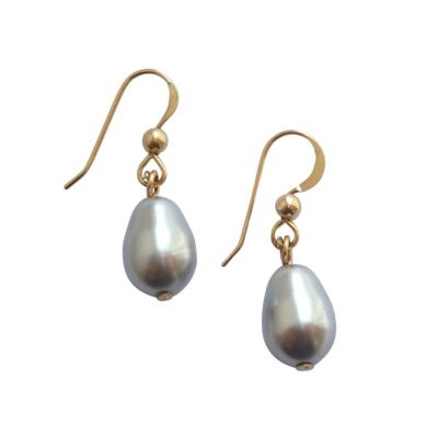 Gemshine - Damen - Ohrringe - Perlen - Silber Grau - Tropfen - Vergoldet - 11 mm | 11612857drops/gem