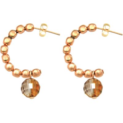 Gemshine - Damen - Ohrringe - Rose Vergoldet - Loop - Gold Orange - 3 cm | 11531388drops/gem