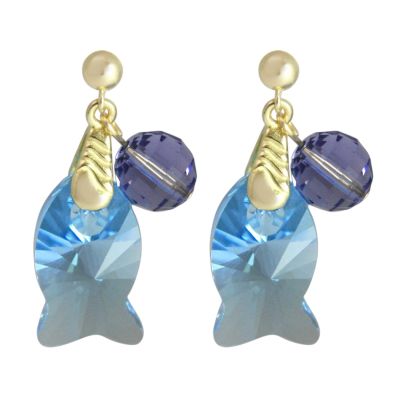Gemshine - Damen - Ohrringe - Vergoldet - Fisch - Blau - Violett - MADE WITH SWAROVSKI ELEMENTS® - 3,5 cm | 11531337drops/gem