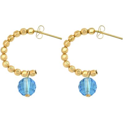 Gemshine - Damen - Ohrringe - Vergoldet - Loop - Blau - 3 cm | 11531384drops/gem