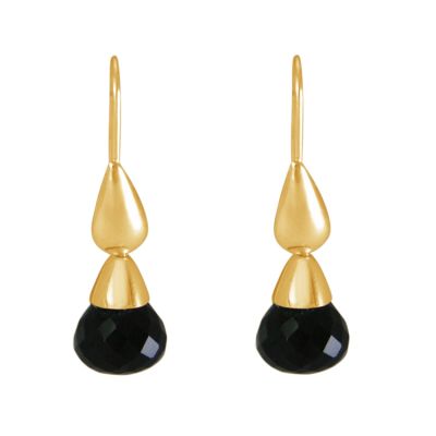 Gemshine - Damen - Ohrringe - Vergoldet - Onyx - Tropfen - Schwarz - 1,5 cm | 11612865drops/gem