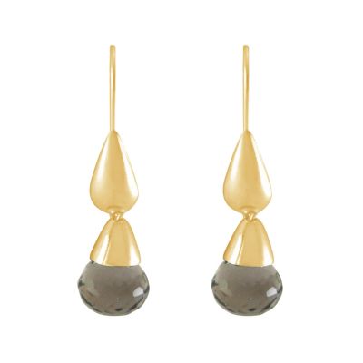 Gemshine - Damen - Ohrringe - Vergoldet - Rauchquarz - Tropfen - Braun - 1,5 cm | 11612869drops/gem