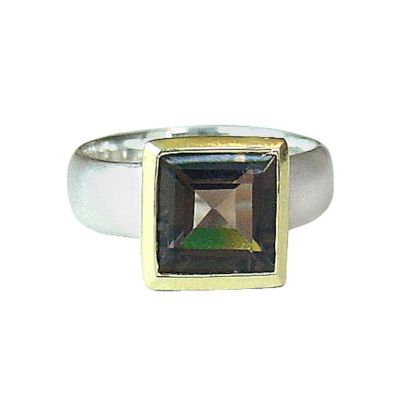 Gemshine - Damen - Ring - Silber 925 - Vergoldet - Rauchquarz - Braun, Ringgröße:54 (17.2) | 11612878drops/gem