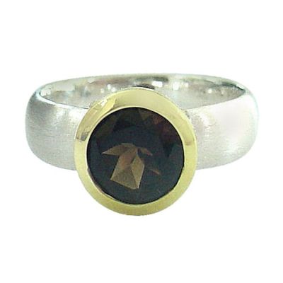 Gemshine - Damen - Ring - Silber 925 - Vergoldet - Rauchquarz - Braun, Ringgröße:56 (17.8) | 11531820drops/gem