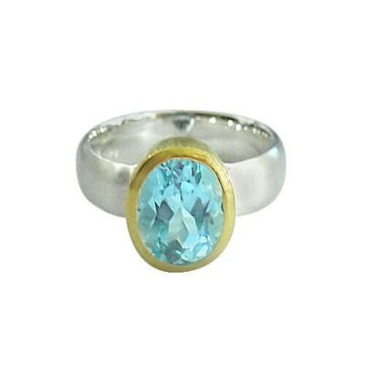 Gemshine - Damen - Ring - Silber 925 - Vergoldet - Topas - Blau, Ringgröße:53 (16.9) | 11612882drops/gem