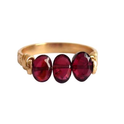 Gemshine - Damen - Ring - Spannring - Vergoldet - Granat - Dunkelrot, Ringgröße:54 (17.2) | 11531933drops/gem
