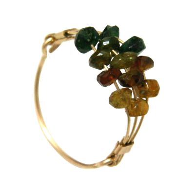 Gemshine - Damen - Ring - Vergoldet - Turmalin - Grün - Orange, Ringgröße:50 (15.9) | 11531887drops/gem