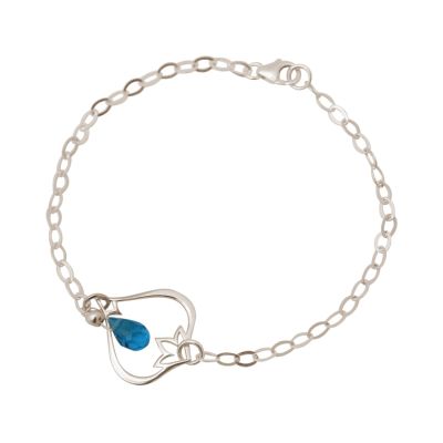 GEMSHINE Damenarmband aus 925 Silber mit YOGA Lotusblume und Blautopas Quarz | 11613115drops/gem