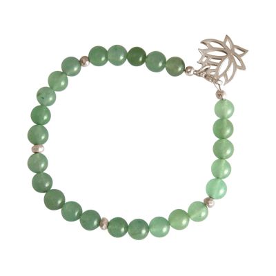 GEMSHINE Damenarmband aus 925 Silber mit YOGA Lotusblume und grüner Jade | 11613122drops/gem