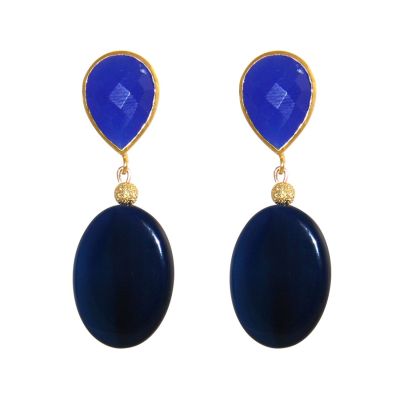 GEMSHINE Damenohrringe mit Lapis Lazuli und Achat Edelsteinen | 11613302drops/gem