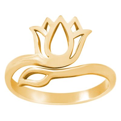 GEMSHINE Größenverstellbarer Ring aus hochwertig vergoldetem 925 Silber mit YOGA Lotusblume | 11613387drops/gem
