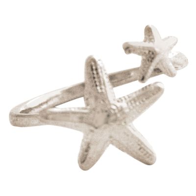 GEMSHINE Maritim Nautics Ring mit Seesternen in Silber im Navy Stil | 11613701drops