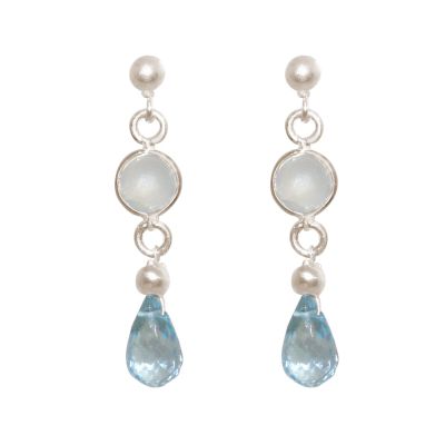GEMSHINE Ohrringe mit Aquamarinen und weißen Onyx Edelsteinen | 11613712drops