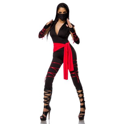heißes Ninja-Outfit schwarz/rot Größe L-XL | 14297atixo1