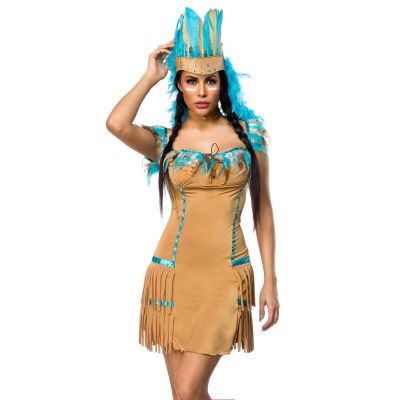 Indianer Kostüm beige/blau Größe S-M | 14451atixo
