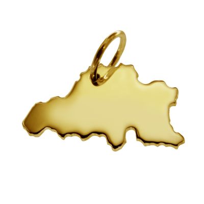 Kettenanhänger in der Form von der Landkarte Belgien in massiv 585 Gelbgold | 11664300dropssww