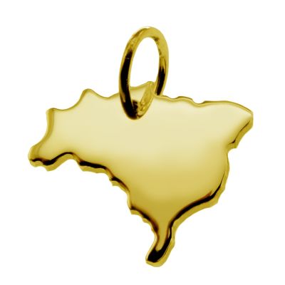 Kettenanhänger in der Form von der Landkarte Brasilien in massiv 585 Gelbgold | 11664302dropssww