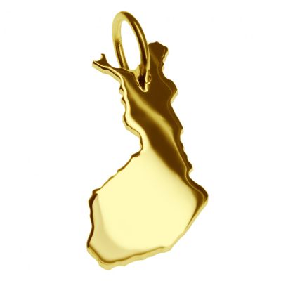 Kettenanhänger in der Form von der Landkarte Finnland in massiv 585 Gelbgold | 11664306dropssww