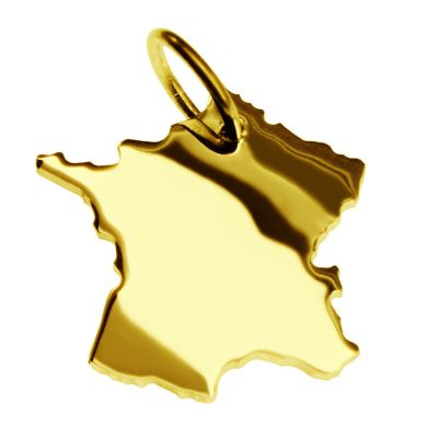 Kettenanhänger in der Form von der Landkarte Frankreich in massiv 585 Gelbgold | 11664315dropssww