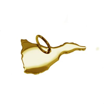 Kettenanhänger in der Form von der Landkarte Teneriffa in massiv 585 Gelbgold | 11664314dropssww