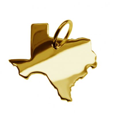 Kettenanhänger in der Form von der Landkarte Texas in massiv 585 Gelbgold | 11664312dropssww