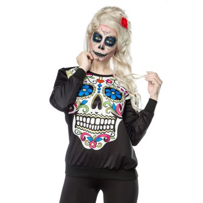 Mexican Skull Sweatshirt schwarz/bunt Größe XS-M | 14388atixo