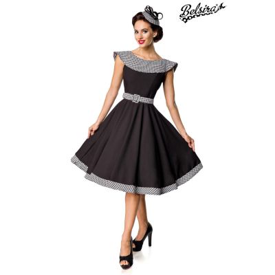 Premium Vintage Swing-Kleid, schwarz/weiß Größe 2XL | 50173atixo