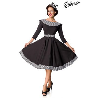 Premium Vintage Swing-Kleid, schwarz/weiß Größe S | 50172atixo