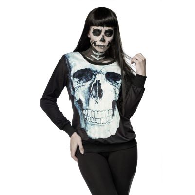 Totenkopf Sweatshirt schwarz/weiß Größe XS-M | 14390atixo