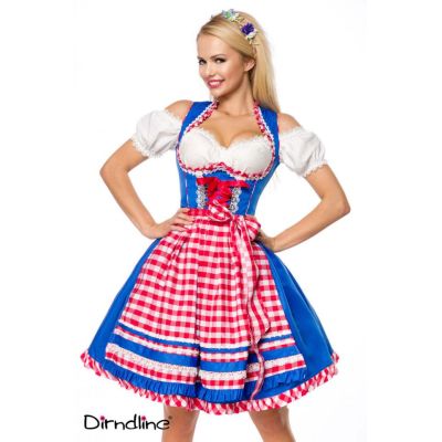 Unterbrustdirndl mit Karoschürze,blau/rot/weiß Größe XL | 70038atixo3