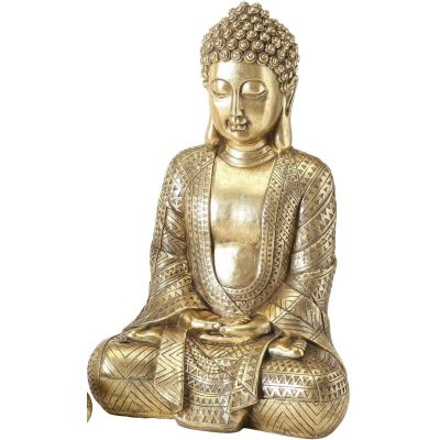 Boltze Buddha gold 39cm Figur Kunstharz Deko Deko-Figur Statue Innendekoration | 18680 / EAN:4020607615984