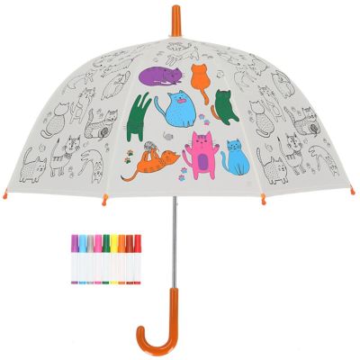 Esschert Design Regenschirm für Kinder Katzen PiY zum Ausmalen Schirm Schutz | 18704 / EAN:8714982225741