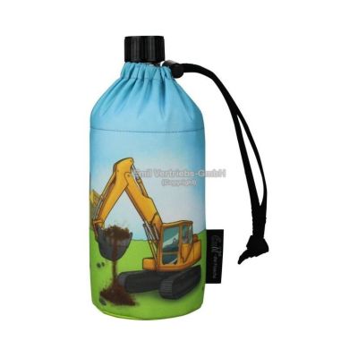 Flasche 0,4 Liter Bagger Bau Glasflasche Trinkflasche Isolierflasche Germany Thermobecher Glas | 5008 / EAN:4030596001316